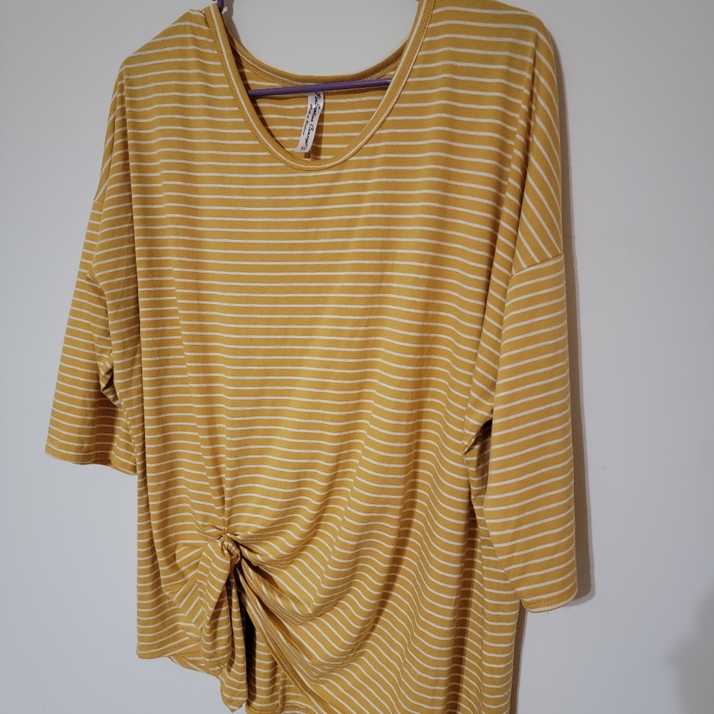 Womens XL yellow and white striped top